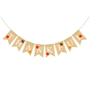 Thanksgiving Garlands Fall Party Decorations Linen Banner for Maple Leaves - Picture 1 of 12