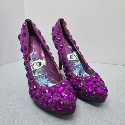 Zapatos de salón vintage Y2K para mujer Ed Hardy High Hell Stilleto púrpura estrás talla 8  Foto 1 de 4