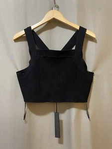 NWT House of Harlow Women Sleeveless Cross Back Rib Knit Crop Top Size XL Black - Picture 1 of 9