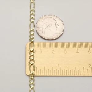 14K Solid Yellow Gold Figaro Bracelet 4.5mm 8-9" - Polished Chain Link Men Women - Picture 1 of 3