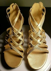 SO 5M Fairy Gold Strappy Pumps NIB - Picture 1 of 11