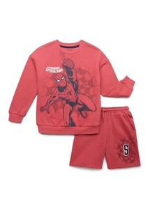 Marvel Spider-Man Boys Sweatshirt Shorts Set Medium (8) Red Spiderman - Picture 1 of 7