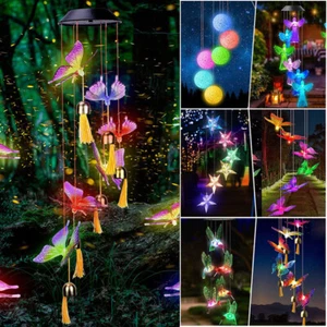 Hanging Garden Wind ChimeColour Changing Lights Lamp Solar Powered LED Light - Picture 1 of 27