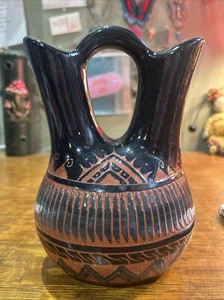 Vintage Navajo Glazed Wedding Vase Signed J. Hayes Native American Pottery 8” - Picture 1 of 6