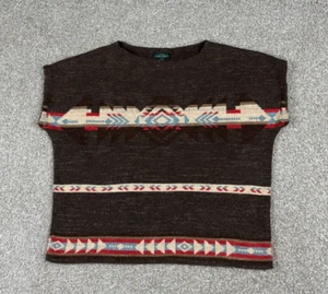 Lauren Ralph Lauren Sweater Women XL Brown Southwest Aztec Boho Cap Sleeve - Picture 1 of 9
