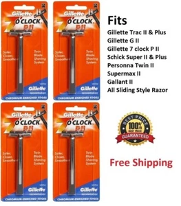 1 2 3 4 6 Gillette Trac II 7 clock Razor cartridge Refill P II Shaver Handle ll - Picture 1 of 7