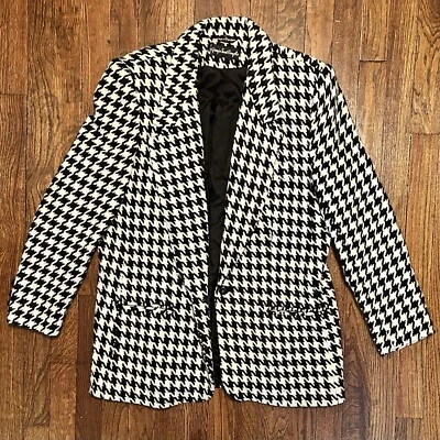 Женский черно-белый блейзер Giorgio Sant Angelo 100% шерсть гончая, размер 14  - Изображение 1 из 4