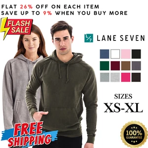 LS362 Lane Seven LST004 Unisex Long Sleeve Vintage Raglan Pocket Stylish Hoodie - Picture 1 of 12