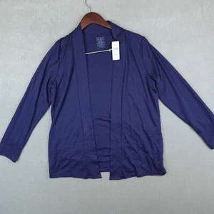 New LL Bean Cardigan Open Pima Cotton Long Sleeve Tunic Pockets Raven Blue New - Picture 1 of 9