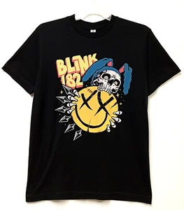 RARE Blink 182 BAND PROMO T-SHIRT Mens Medium SMILEY FACE Rabbit SKULL Black - Picture 1 of 7