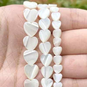 Natural White Love Heart Shell Mother Of Pearl Loose Beads For Jewelry Making - Picture 1 of 10