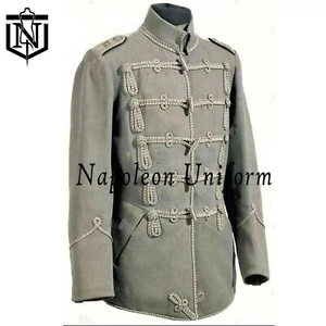 New 19thCentury Men Gray Wool Hussar-style Military Coat Prussian Officers Tunic - Picture 1 of 4