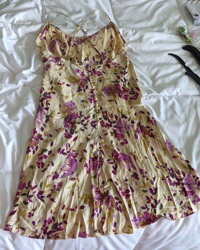 UNDERCOVER Camicia 100% seta floreale Victoria's Secret vintage slip negligee abito M