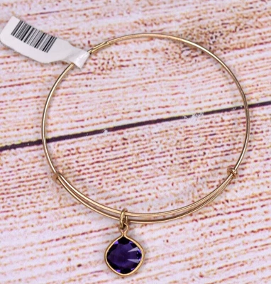 NUEVO Pulsera Alex and Ani Cristal Color Terapia Púrpura Espiritual Oro Foto 1 de 2