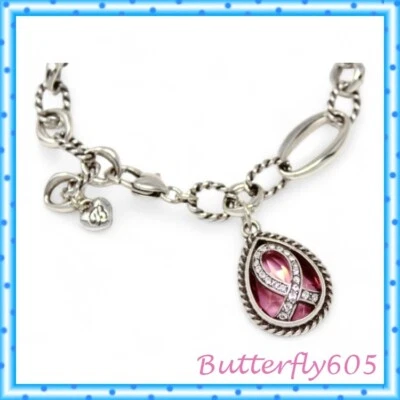 Brazalete Brighton 2014 Power of Pink Breast Cancer cinta plateada cristal nuevo sin etiquetas Foto 1 de 3
