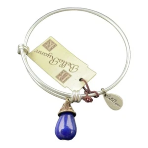 Bella Ryann Silver Toned Expandable Bangle Bracelet With Blue Teardrop NWT - Picture 1 of 3