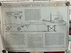 Rare Vintage GREENPEACE Poster Vostok - Salvesen Anti Whaling Device Poster - Picture 1 of 9