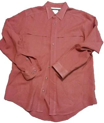 ExOfficio Shirt Mens Medium Orange Solid Long Sleeve Button Up Rip Stop Poly - Image 1 of 4
