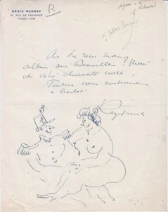 Régis MANSET, illustrateur. Lettre autographe signée à Jean GALTIER-BOISSIÈRE - Picture 1 of 1