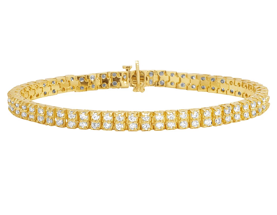 Brazalete de diamantes de tenis para hombre en oro amarillo de 10 quilates conjunto de puntas de 6 1/2 quilates 6 mm 8" Foto 1 de 4