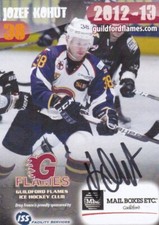 JOZEF KOHUT, GUILDFORD FLAMES, RARE TEAM-ISSUED 2012-2013 AUTO'D/SIGNED CARD.