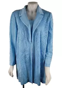 NWT - Ming Wang Heritage Fit 2pc Blue Floral Knit Tank/Cami & Long Jacket L / XL - Picture 1 of 8
