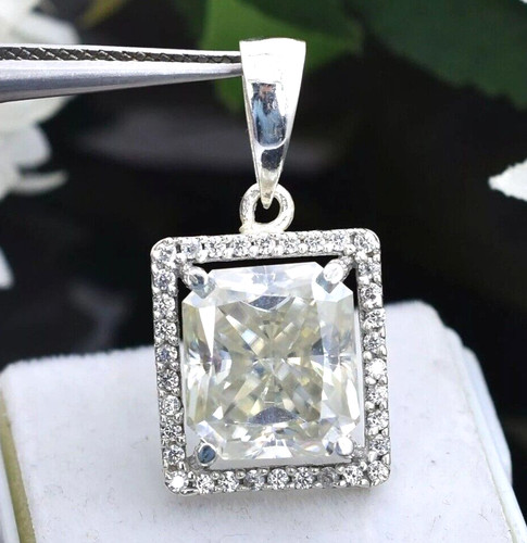 OFF WHITE Ciondolo diamante bianco sporco elegante trattato certificato 5 ct con accento argento 925