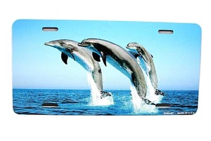 DOLPHINS ANIMAL LOVE FRIEND METAL CAR NOVELTY LICENSE PLATE AUTO TAG - Picture 1 of 15