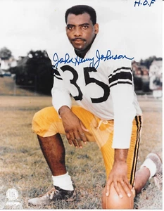 DECEASED FOOTBALL HOF JOHN HENRY JOHNSON HAND-SIGNED 8x10 COLOR PHOTO AUTO COA - Imagen 1 de 2