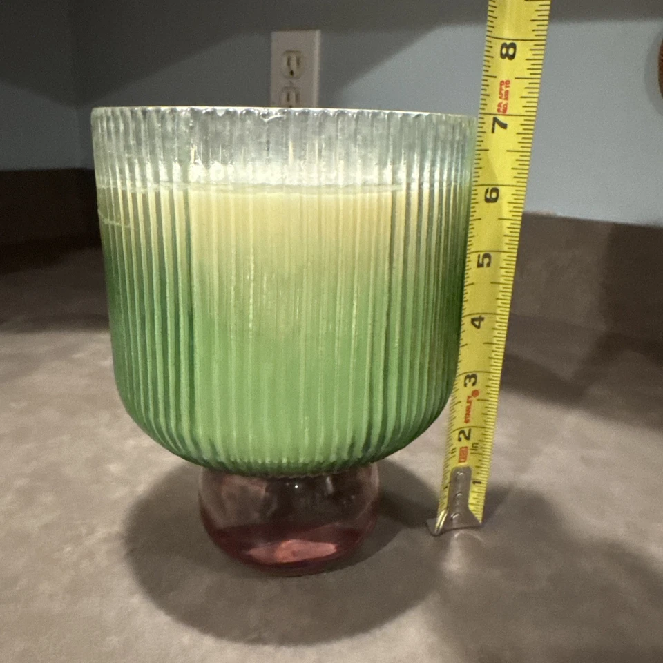 Anthropologie Pedestal Frutal Goji Berry & Mango Vela de Vidrio Nuevo Foto 1 de 4