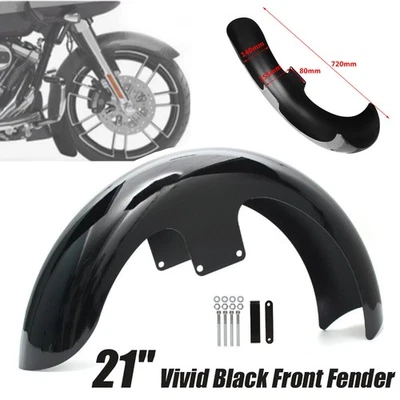 Guardabarros delantero envolvente de rueda de 21"" para Harley Touring Glide excavadoras personalizadas negro Foto 1 de 4