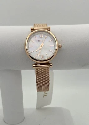 Reloj Fossil ES4433 para mujer Carlie mini oro rosa madreperla esfera malla correa Foto 1 de 4