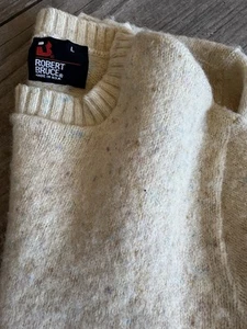 VTG 70s Wool Knit Pull over  Robert Bruce Sweater Womens Knit Ivory W/ Specked L - Picture 1 of 9