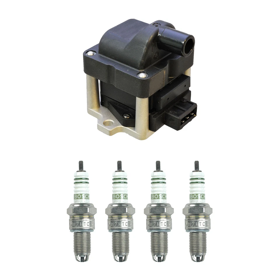 Bobina de encendido Denso 4 Bosch Kit de bujías de níquel para Cabriolet Fox Jetta 1.8 L4 Foto 1 de 1