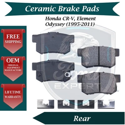 Premium OE Rear Ceramic Brake Pads Kit For 1995-2011 Honda Lifetime Warranty - Image 1 of 4