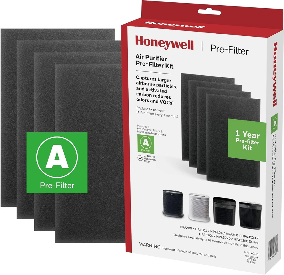 Honeywell Hrf-a200 Pre Kit 4 Pack Air Purifier Filter HPA 200 Black