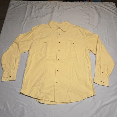 Scandia Woods Mens Shirt Large Reg Chamois Yellow Cotton flannel Soft Vintage - Image 1 of 4