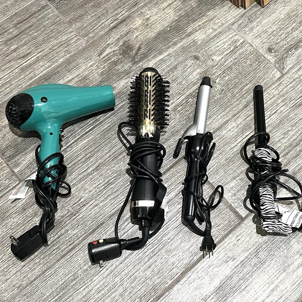 Lot Of 4 Hair Tools Dryer Brush Dryer Wand Curling Iron - Image 1 of 4