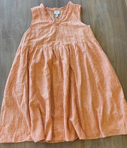 NWT St John’s Bay Orange Pin Stripe Linen Cotton Blend Knee Length Dress, XL - Picture 1 of 6