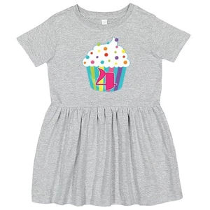 Inktastic 4th Birthday Cupcake Toddler Dress Birthdays Fourth Four Years Old Kid - Picture 1 of 6