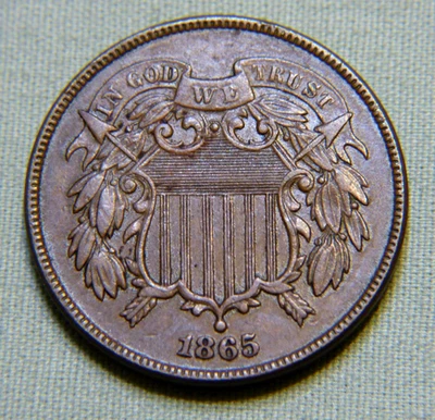 1865 United States Two 2 Cent - Extra Fine - Shield Lines & We Visible #884 - Image 1 of 2