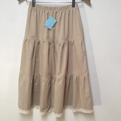 Юбка органическая для девочек L 10/12 макси желтовато-коричневая с оборками ярусная кружевная хлопковая для детей мамы и поп-музыки - Изображение 1 из 4