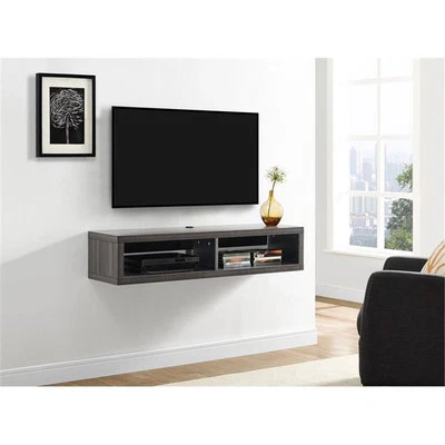 Wall Mounted Wood TV Console Entertainment Center Wall Decor 48-inch Gray - Image 1 of 3
