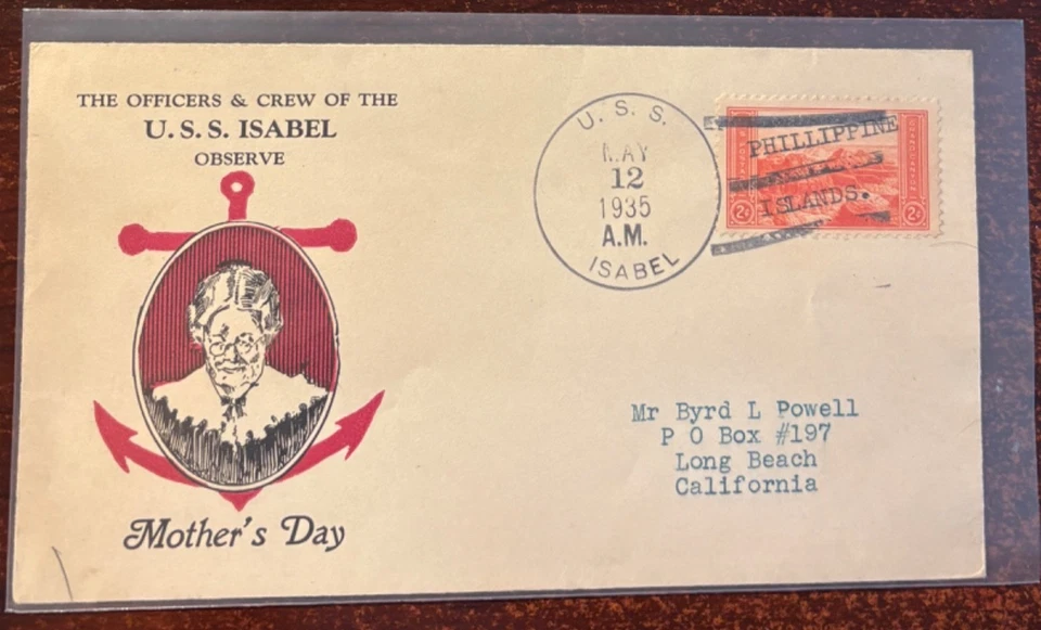 USS Isabel, Mothers Day 5/12/1935 Philippines Islands cancel - Image 1 of 1