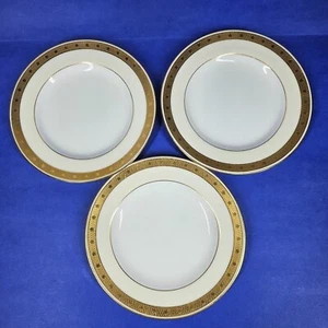 3 piatti pane Minton bordo incrostato oro 6" antico Burley & Co Chicago - Foto 1 di 9