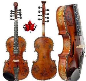Hardanger Geige, 8 Saiten Norwegische Violine. 14" Korpus, geschnitzter Hals, guter Klang - Bild 1 von 12