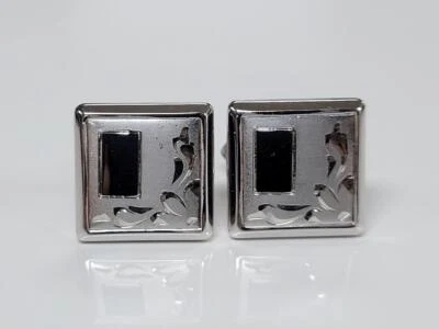 Gemelos grabables vintage de plata de ley Marvel ~ 11,4 g ~ 9-E844 Foto 1 de 4