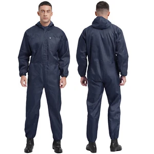 Mens Jumpsuit Halloween Coverall Resistant Hooded Worker Overall Costume Work - Picture 1 of 50