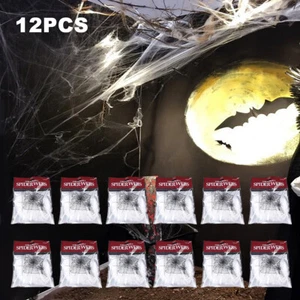 Sale 12PCS Spider Web Halloween Decor Haunted House Cobweb Spooky Prop - Picture 1 of 6