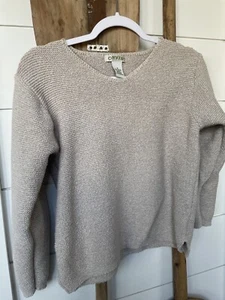 Orvis Round Scoop Neck Cotton Sweater Sz Small 3/4 Sleeves - Picture 1 of 5
